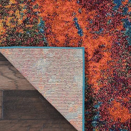 Miniatura 3 de Nourison - Celestial - rojoazul atlántico - alfombra de área de 3 pies 11 pulgadas x 5 pies 11 pulgadas, contemporánea, abstracta, fácil de limpiar,