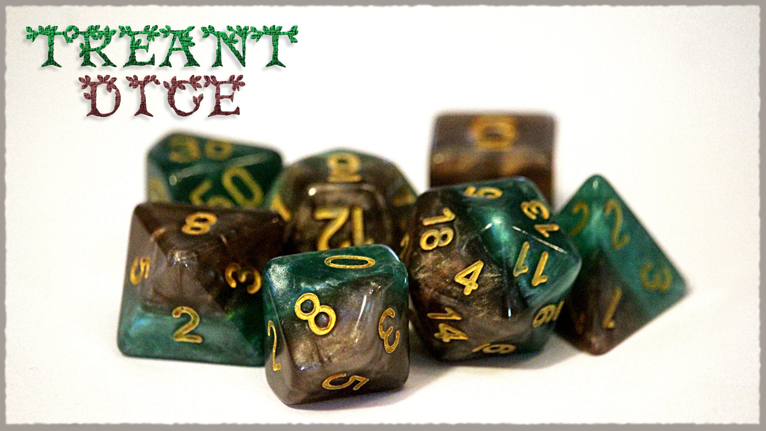 Gate Keeper Games Treant Halfsies Dice – 7 kości wielościennych RPG do gier – leśna zieleń i brązowy kora
