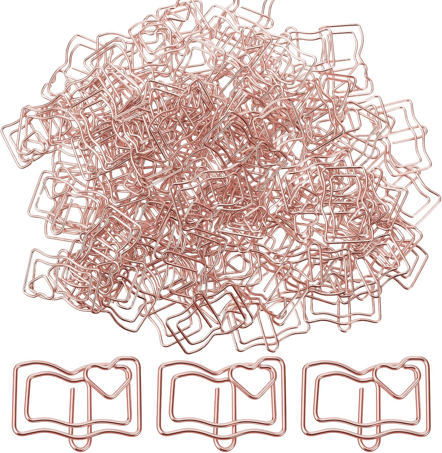 100PCS Metal Cute Paper Clips, Ymapinc Small Paperclip Bookmark Rose Gold