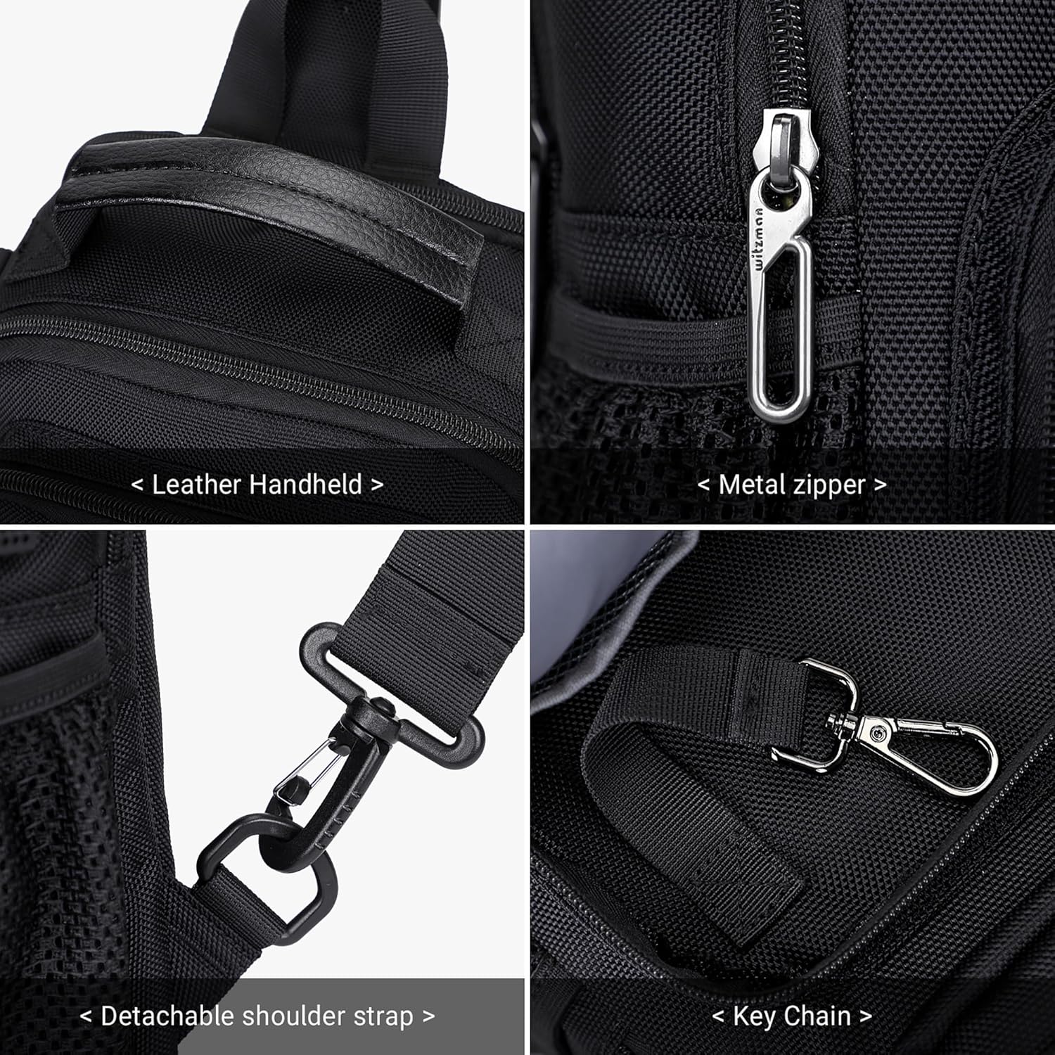 WITZMAN Sling Bag for Men Convertible Travel Sling Backpack USB Charging Port Lightweight Crossbody Bags Casual Daypack(B698 Black) - Image 7