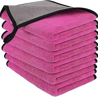 Drying & Cleaning towel for kitchen, windows, screen and car, One microfiber towel, super absorbent with size 30 * 40 cm (pink)
