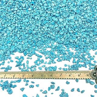 Crushed Blue Turquoise (Lab-Created) Chips, 2mm-4mm, for Woodworking Inlay, Resin Art, Embellishments or Metaphysical Pyramids (0.5, Ounces)