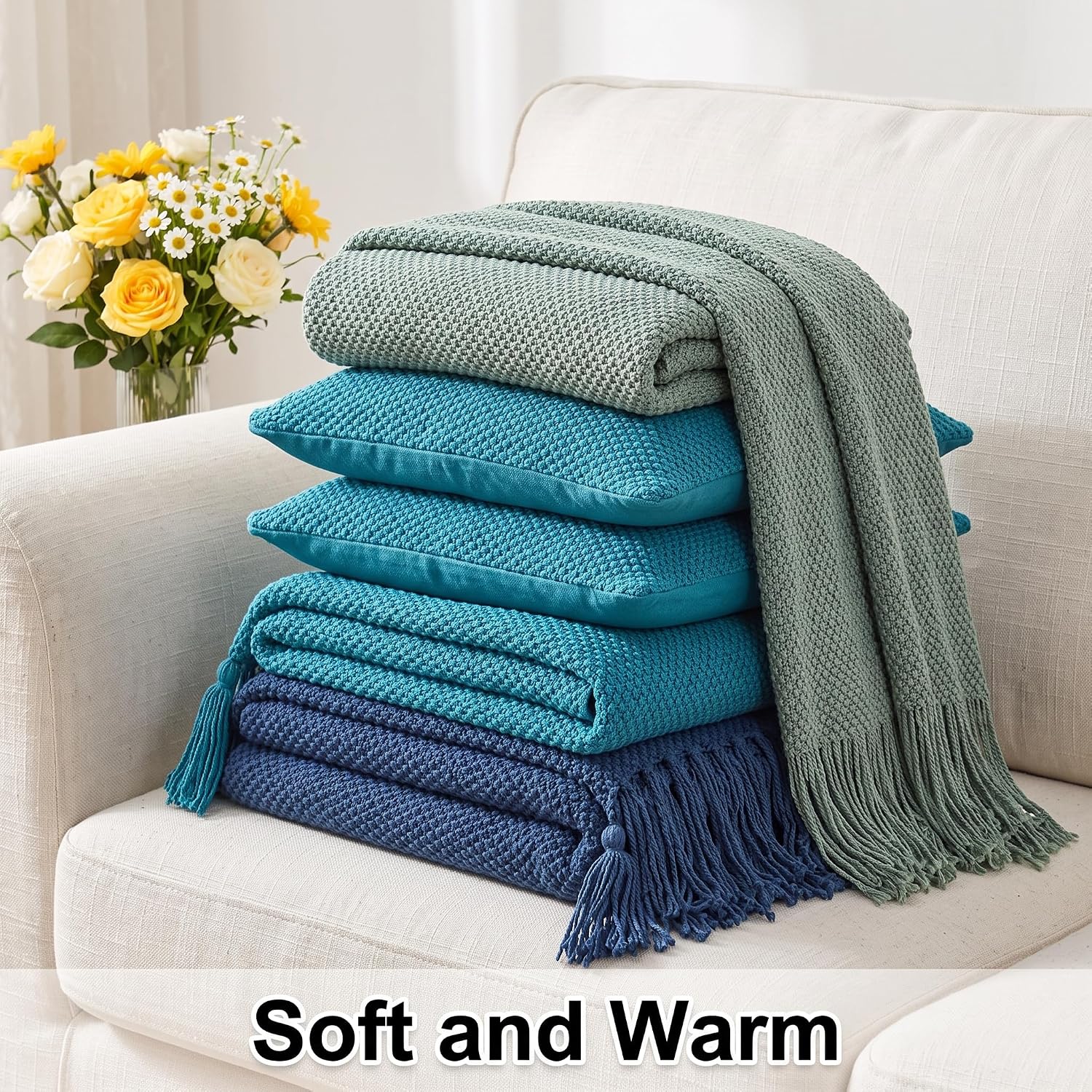 Cotton Knit Bed Runners King Size,Decorative Boho Bed Scarf with Tassel,Soft Solid Color Woven Beds Throw Blanket for Bedroom Home Hotel (Dark Gray 60x260cm/23.6x102in)