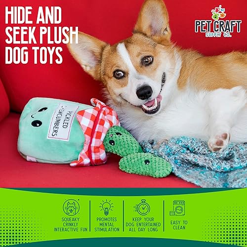 Vista 9 de Pet Craft Supply Hide and Seek - Juguetes de peluche para perros arrugados, chirriantes, interactivos, rompecabezas de actividades de madriguera