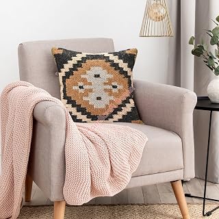 Handicraft Bazarr Dekoracja domu poszewka na poduszkę vintage tradycyjna poszewka na poduszkę ręcznie tkana poszewka na poduszkę łóżko Killim 45 x 45 cm zamek błyskawiczny hipisowska rustykalna poszewka na poduszkę etniczna macierzyńska poszewka na poduszkę. (czarno-biała)