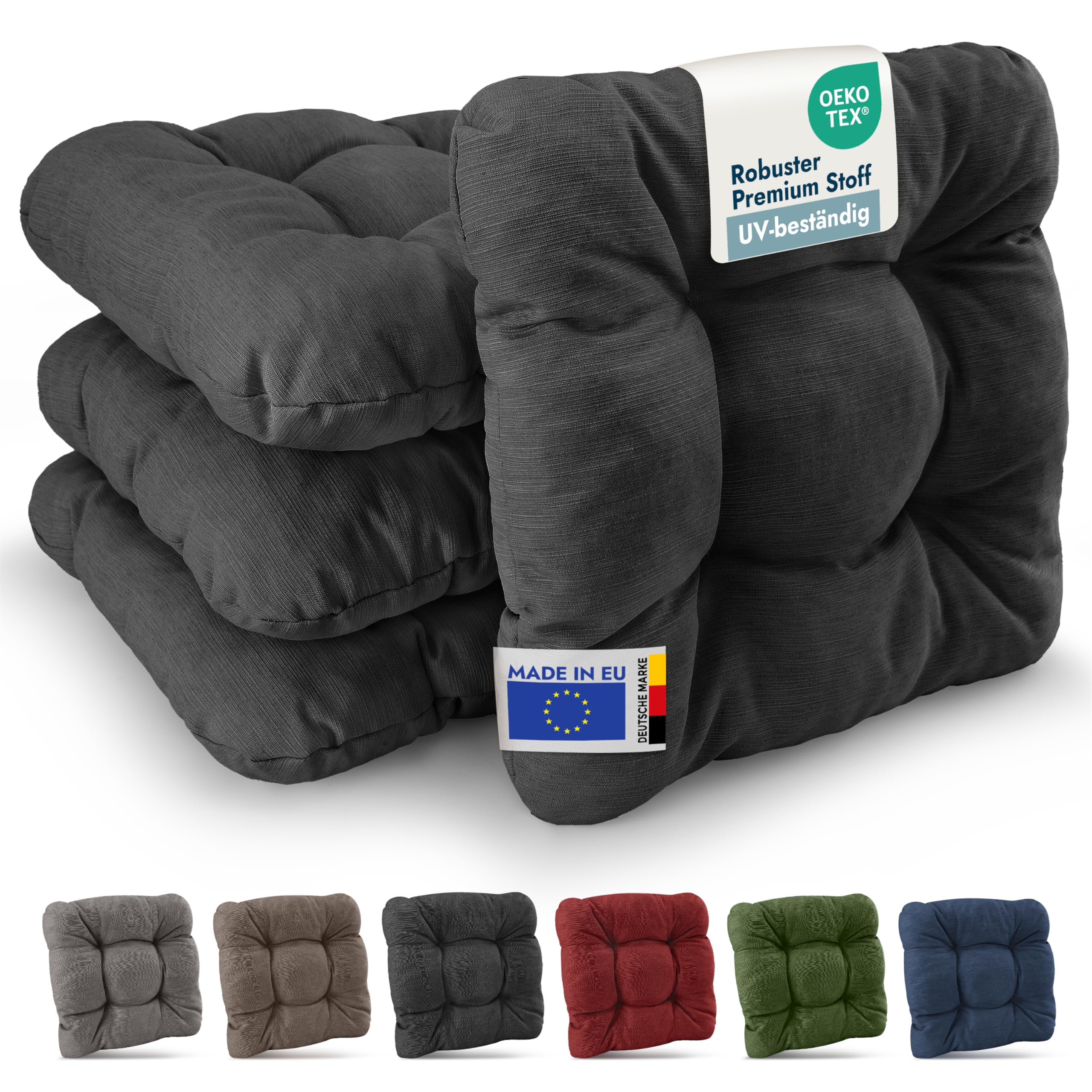 Beautissu 4er Set Premium Stuhlkissen UV-beständig robust für Balkonstühle