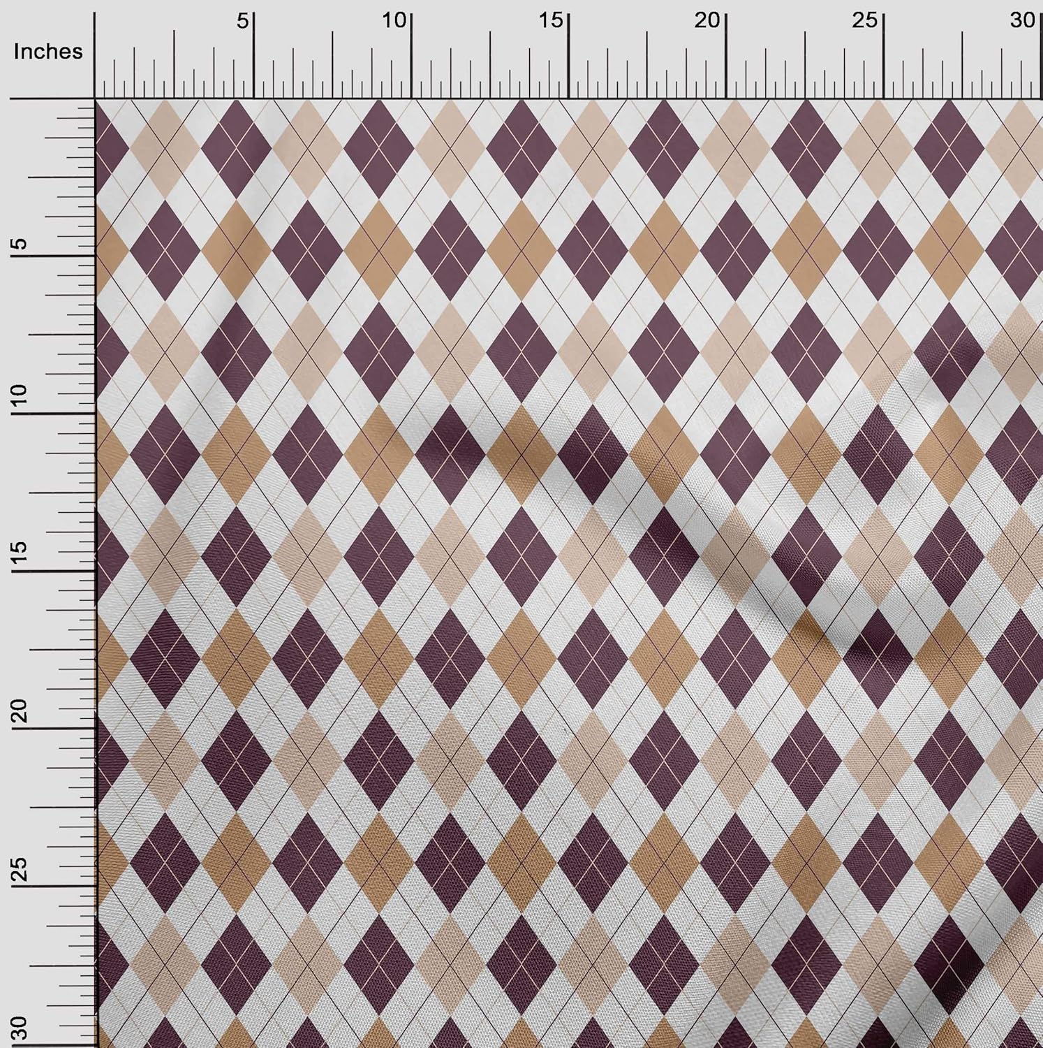 oneOone Cotton Jersey Wine Fabric Argyle Check DIY Clothing Quilting Fabric Print Fabric by Yard 58 Inches Wide