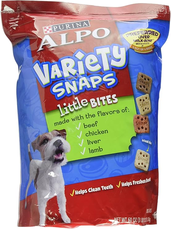 ALPO Variety Snaps Little Bites Dog Treats with Beef, Chicken, Liver & Lamb Flavors 60 oz. Pouch