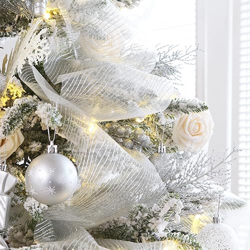 Miniatura 9 de Sea Team Cinta de hilo transparente con purpurina de 6 pulgadas de ancho, cinta de malla decorativa para árboles de Navidad, coronas, guirnaldas,