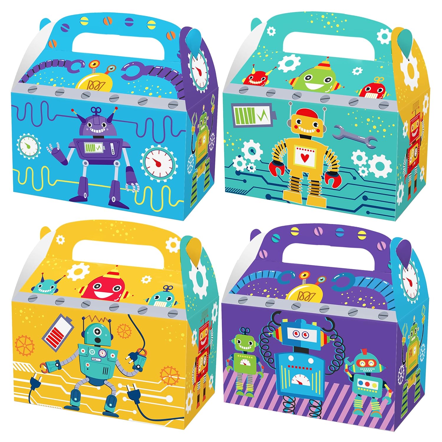 12pcs Robot Party Gift Treat Boxes Robot Theme Party Favors Robot Party