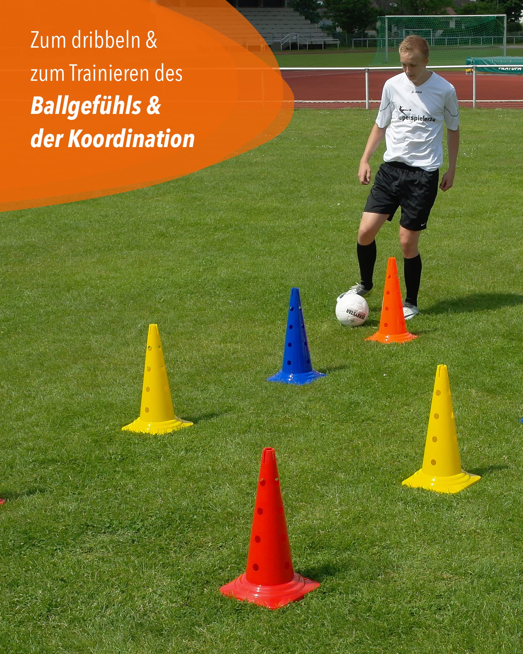 Zestaw stożków kombinowanych 50 cm 4 sztuki do agility psa konia dziecka