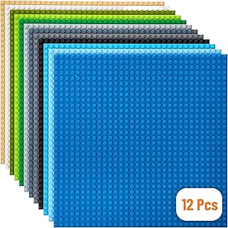 Classic Baseplates 10" x 10" Building Brick Base Plates by Strictly Briks | 100% Compatible with All Major Brands | Baseplates for Building Towers, Tables & More | 12 Colorful Baseplates