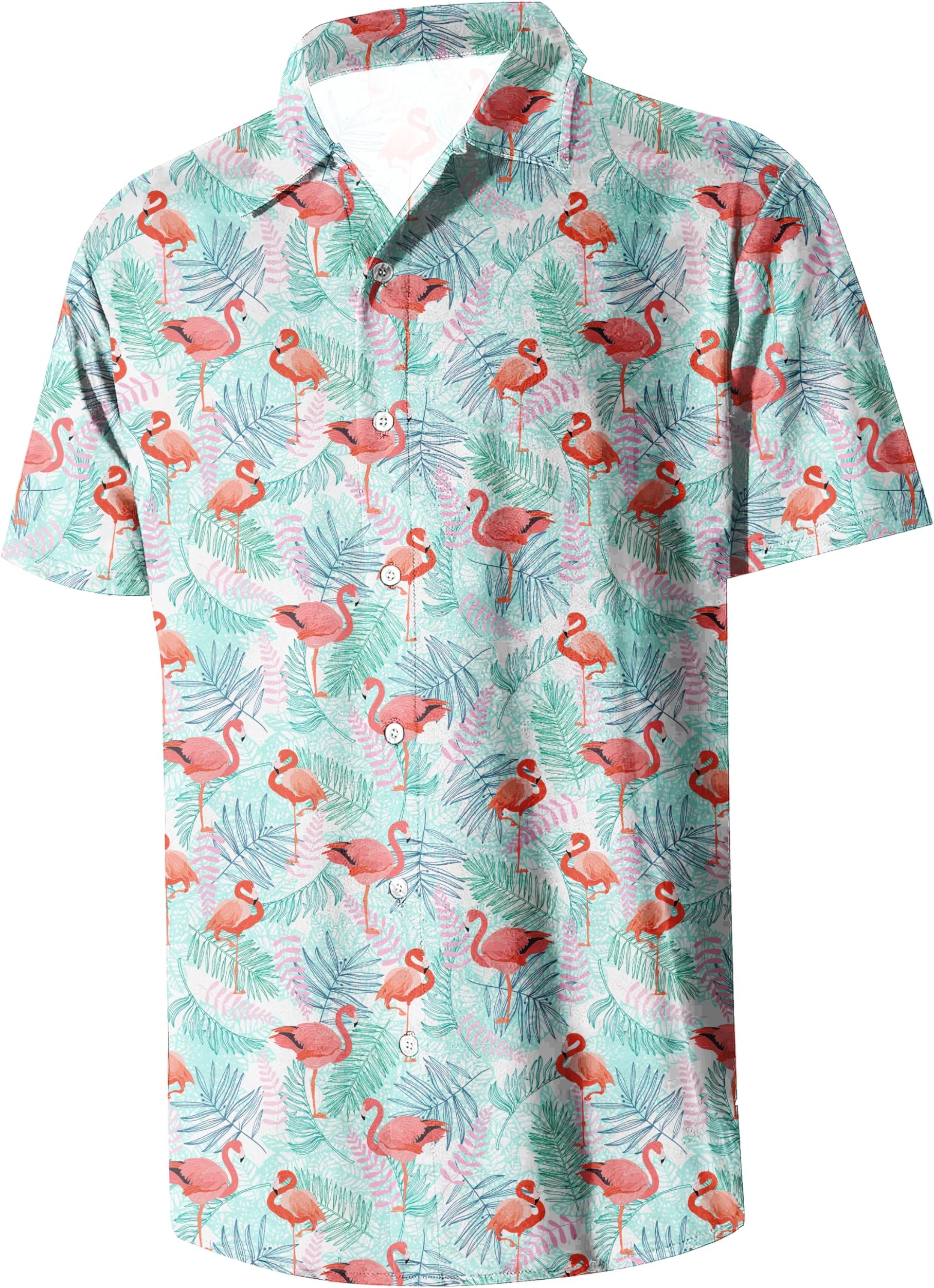 FT FENTENG Men's Casual Button Down Shirts Regular Fit Short Sleeve Hawaiian Shirt for Men