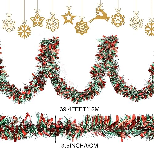 Miniatura 2 de Guirnalda de oropel de Navidad de 39.4 pies, guirnalda metálica con torsión, guirnalda colgante brillante para árbol de Navidad, suministros de