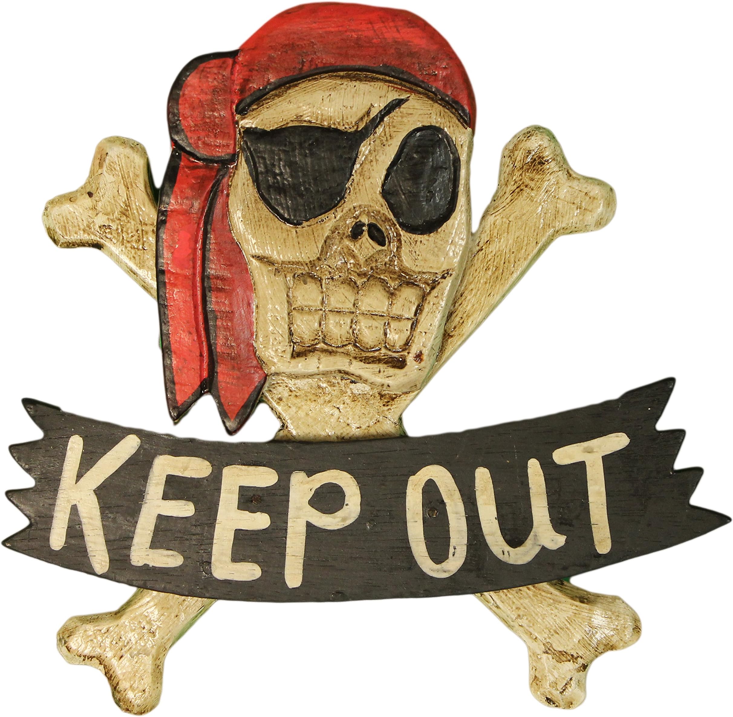 Hand Made 10 Inch by 10 Inch Jolly Roger Pirate Keep Out Sign
