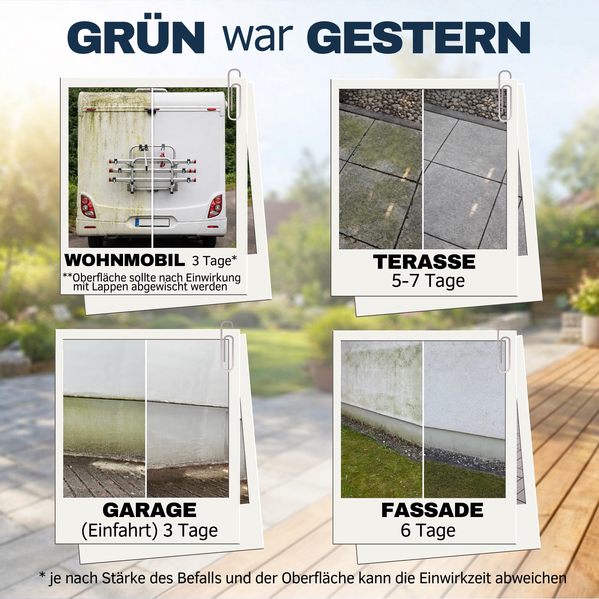 GreenX Pro Grünbelagentferner Konzentrat 2er Pack (2 × 1 L), selbsttätig gegen Grünbelag, Algen & Pilze ohne Schrubben – für Terrasse, Fassade, Dachziegel und Stein – chlor & säurefrei