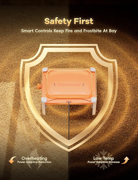 Smart Chicken Coop Heater, 200 Watts Chick Brooder Heating Plate Built-in Adaptive Temperature Sensor, Chicken Brooder Heater, Adaptable to Timer and Temp Controllers,UL-Compliant