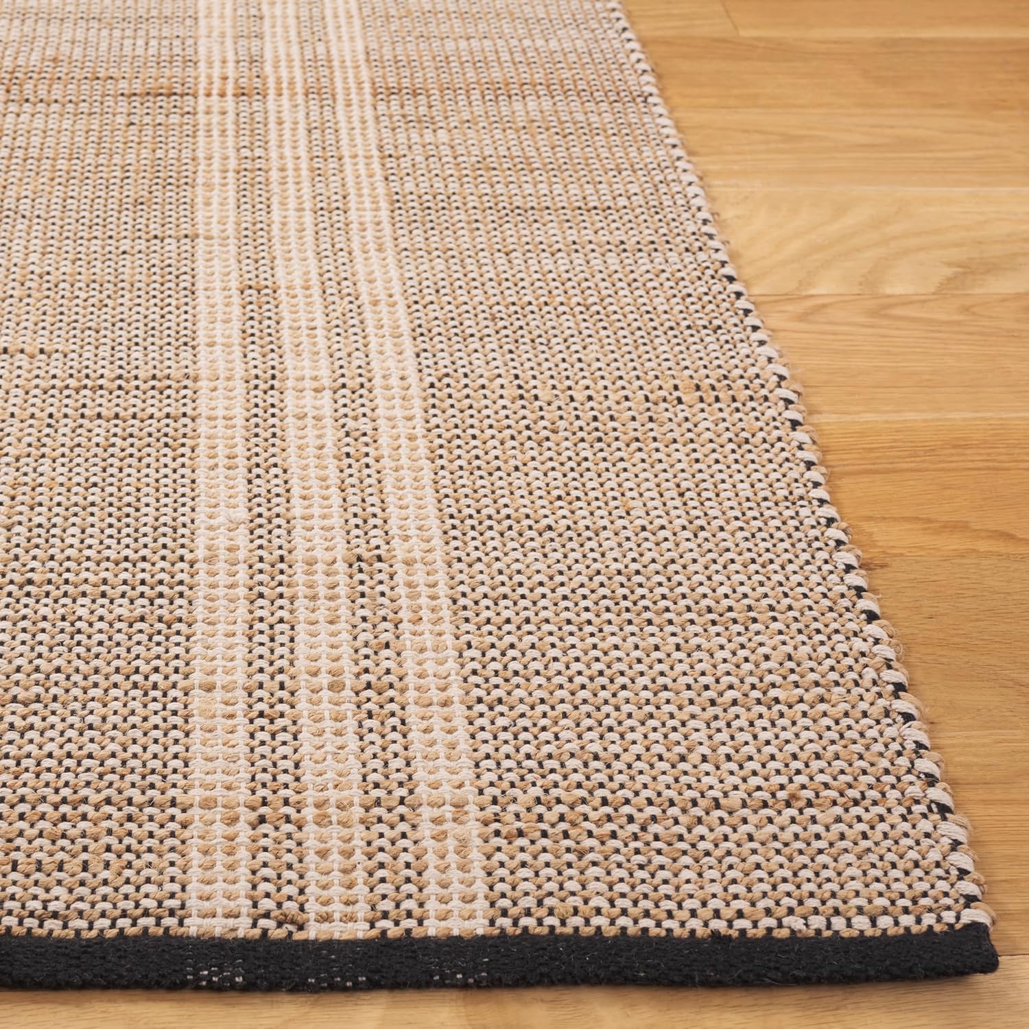 SAFAVIEH Area Rug 5x8 - Organica Collection - Natural & Black, Flat Weave Jute & Cotton, Ideal for Living Room, Bedroom, Dining Space (ORG453Z)