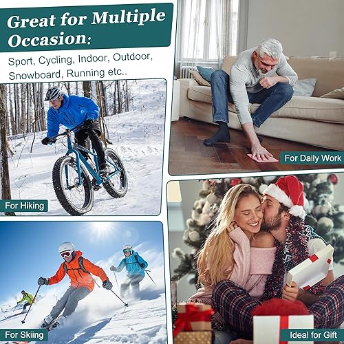 Miniatura 6 de Paquete de 5 calcetines de lana merina, calcetines térmicos cálidos de invierno para senderismo para acampar y uso acogedor