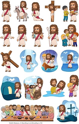Miniatura 7 de McEtt Hojas de calcomanías de Jesús, lindas calcomanías de historia bíblica de Jesús para niños, adolescentes y estudiantes, paquete de 5 hojas (100