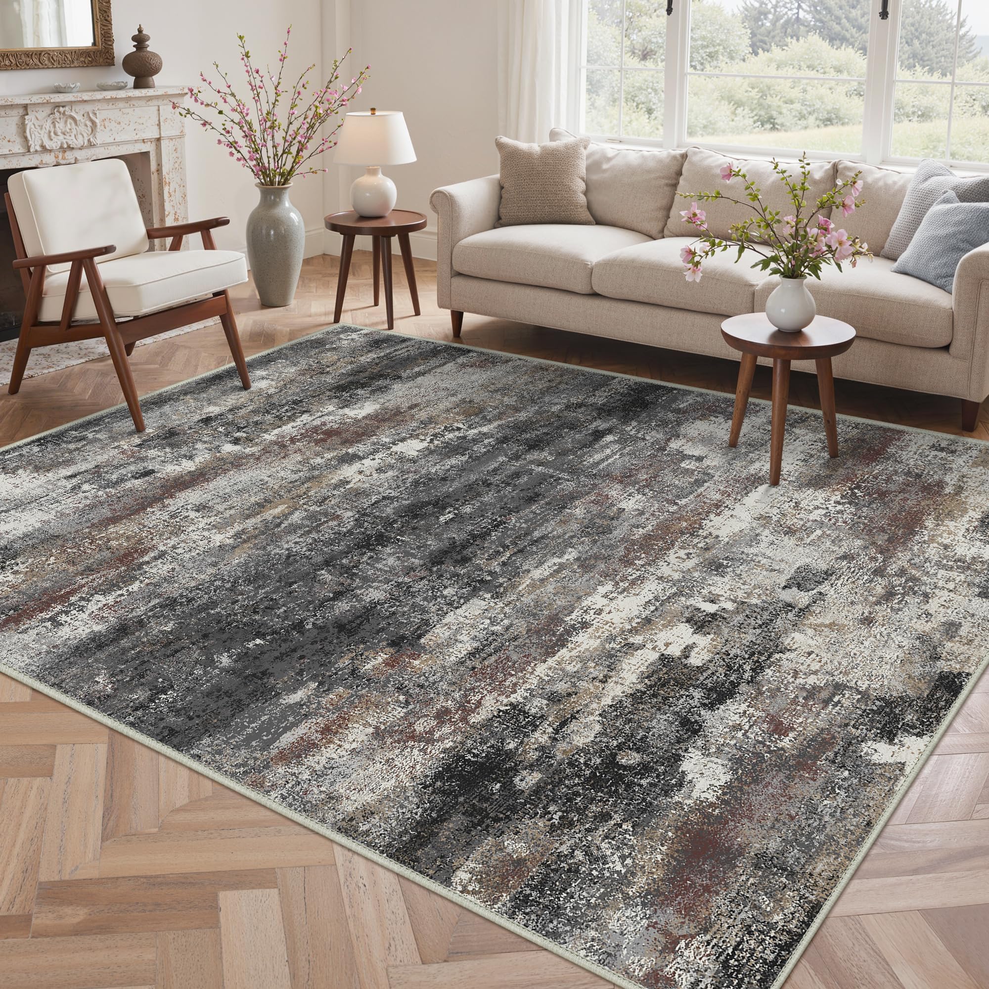 BEIMO Waschbarer Teppich Wohnzimmer, Abstrakt Design Teppich Schlafzimmer Kurzflor, Groß Teppiche rutschfest Weiche für Badezimmer Esszimmer Flur