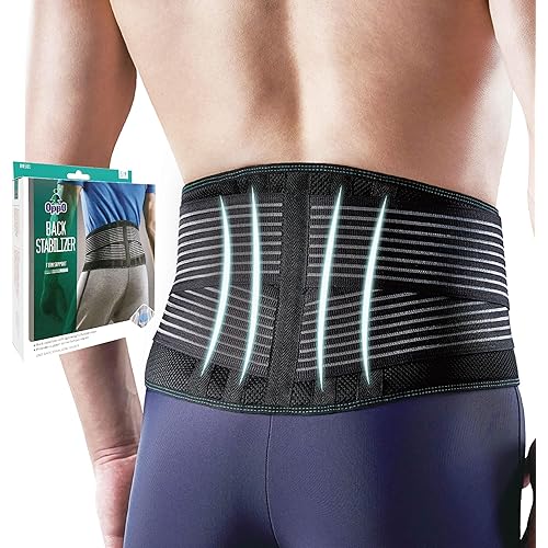 OPPO RW501 Breathable Back Stabilizer with Flexible Stays - Lower Back Pain Relief, Sciatica Pain Relief, Herniated Disc Relief, and Weight Lifting (Black, L/XL, 1-Pack)