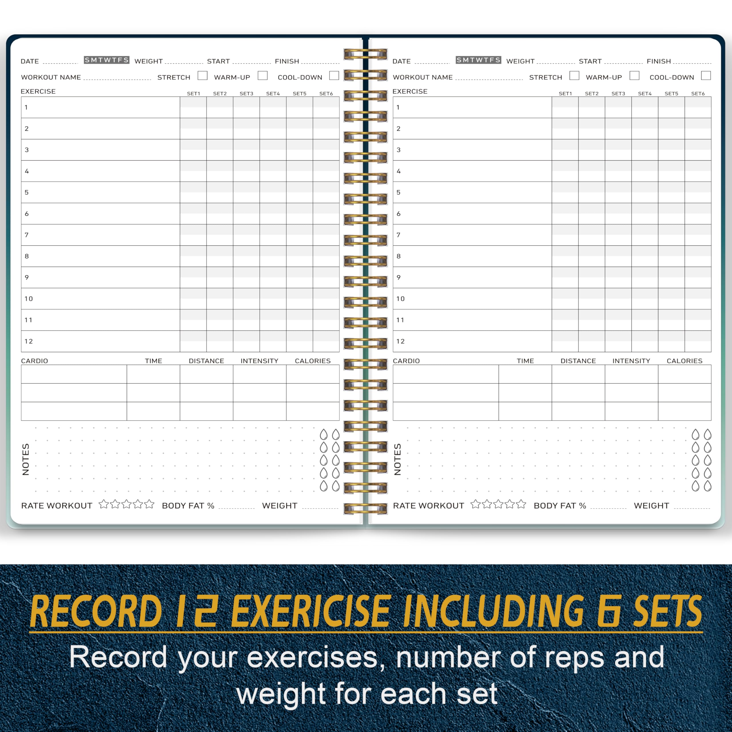 Fitness Journal Workout Planner For Women & Men - A5(5.9" X 8.6") Sturdy Workout Log Book For Gym & Personal Home Workouts - View #4