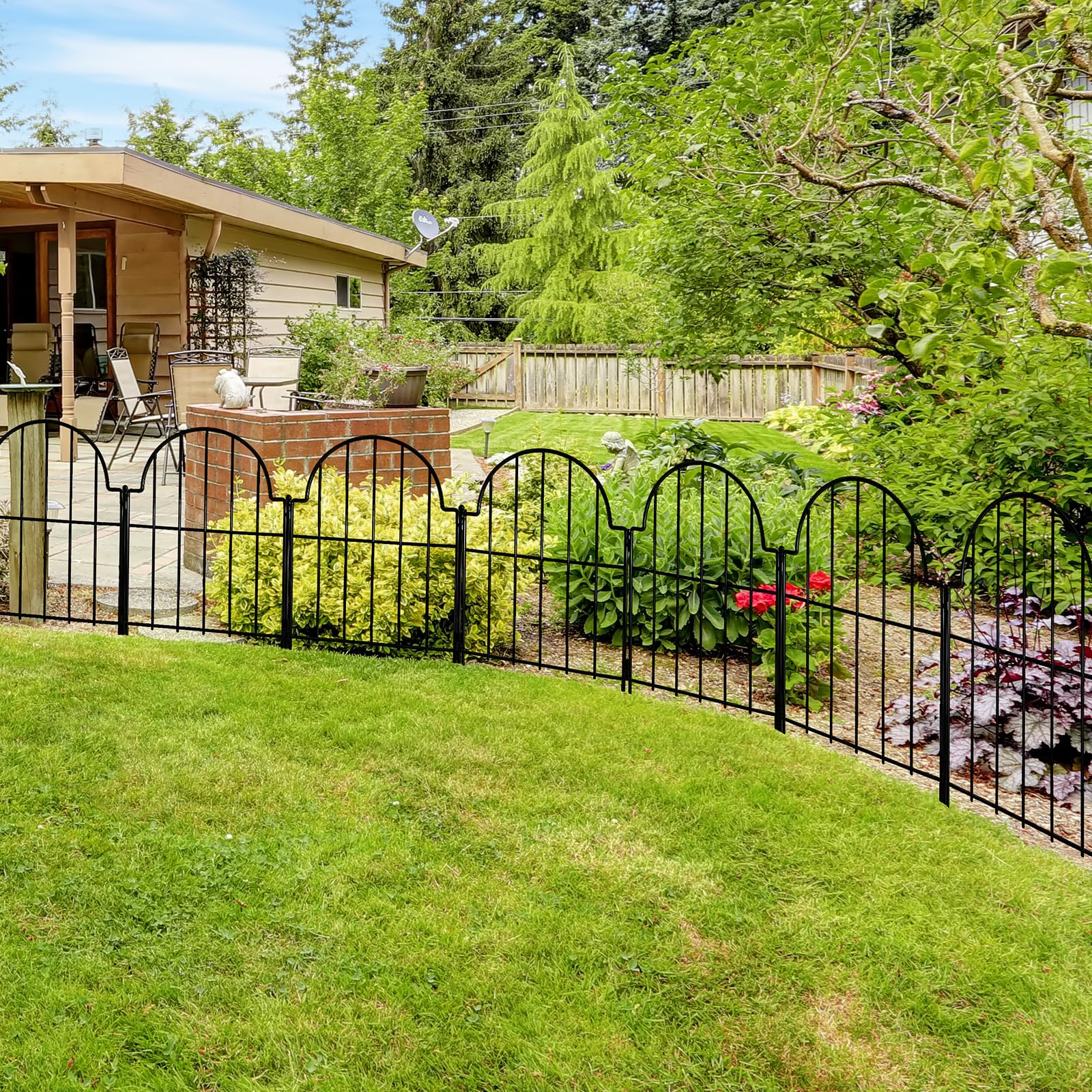 Clôture De Jardin Décorative D'extérieur 61 Cm X 9,1 M En Métal Enduit