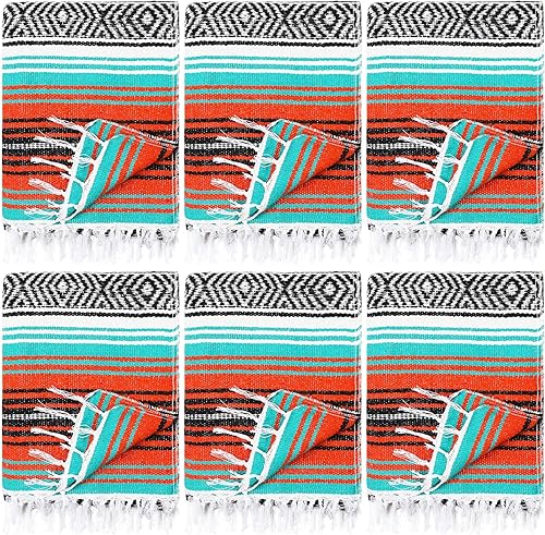 6 mantas mexicanas de playa a granel, grandes, gruesas, auténticas, a rayas, de colores, para yoga, bohemio, para campamento, playa, picnic,