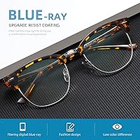 Vista 119 de Lentes Aomaste con bloqueo de luz azul, retro, con semi montura, UV400, lentes transparentes para computadora, unisex
