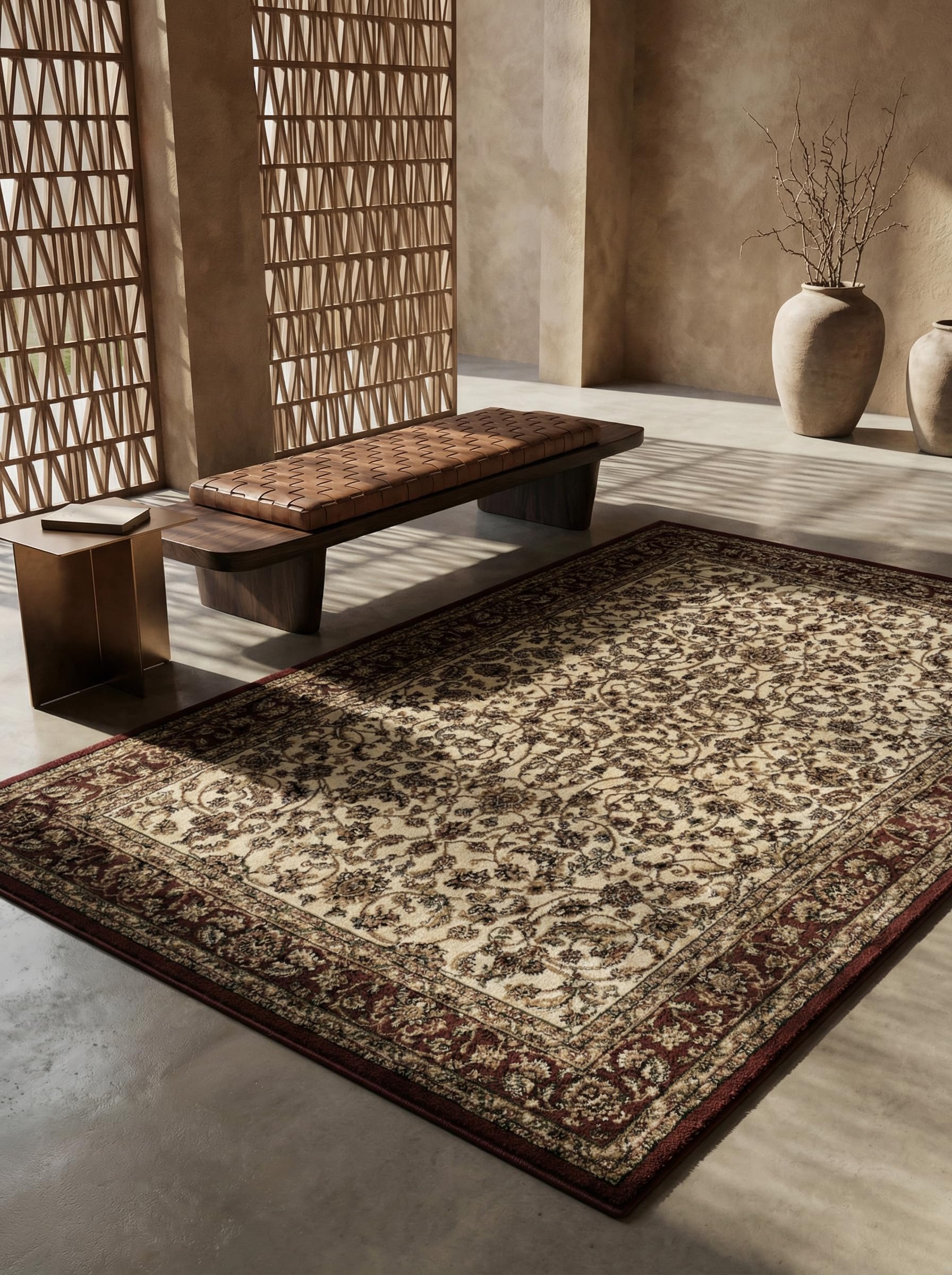 Tapis de salon oriental crème 300x400 cm Selva pour un séjour chaleureux