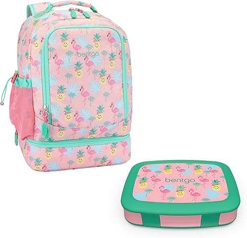 Bentgo Juego de mochila 2 en 1 y lonchera aislada con estampado para niños (tropical)