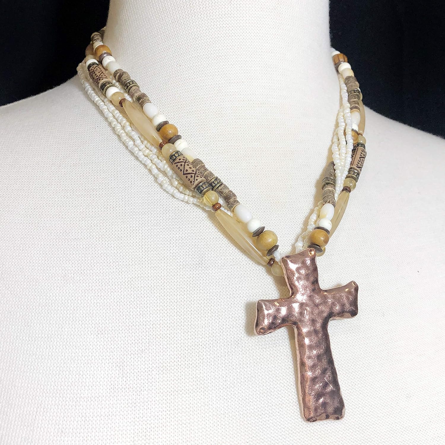 Gypsy Jewels Western Look Religious Layered Bead Boutique Multi Color Statement Necklace & Dangle Earrings Set