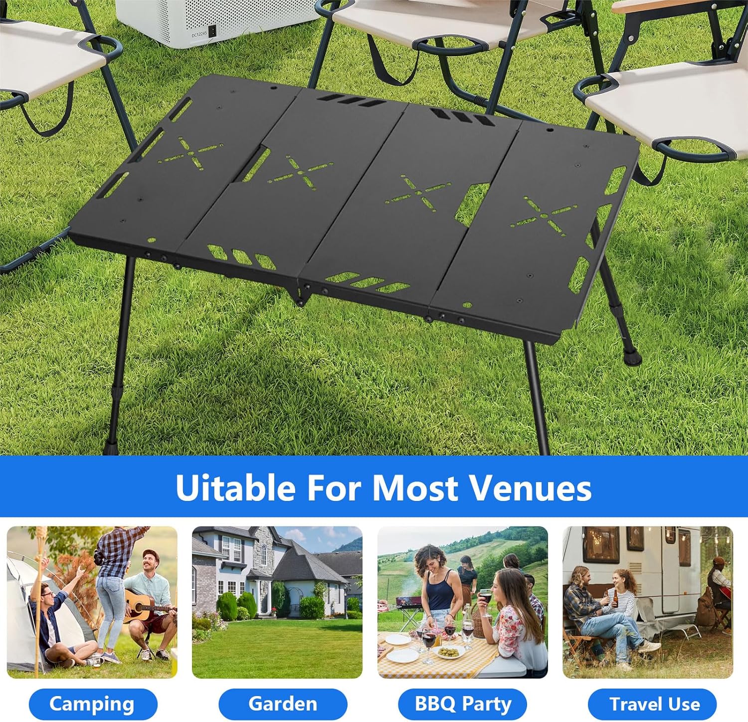 AIZYR Folding Camping Table Portable Aluminum Table, Beach Table Outdoor Foldable Table with Carry Bag for Outdoor,Travel, Picnic,BBQ