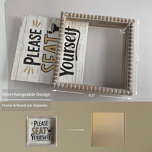 Miniatura 6 de Letreros de decoración de baño con marco de madera estilo bohemio, divertida placa decorativa para baño, pequeña y bonita, decoración de estante de