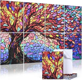 Art Acoustic Panels Sound Absorbing, 8 Pack 48"X32" Self Adhesive Sound Dampening Soundproof Wall Panels, Acoustic Treatment Modern Ready to Hang Decor for Studio, Home (Tree of Life)
