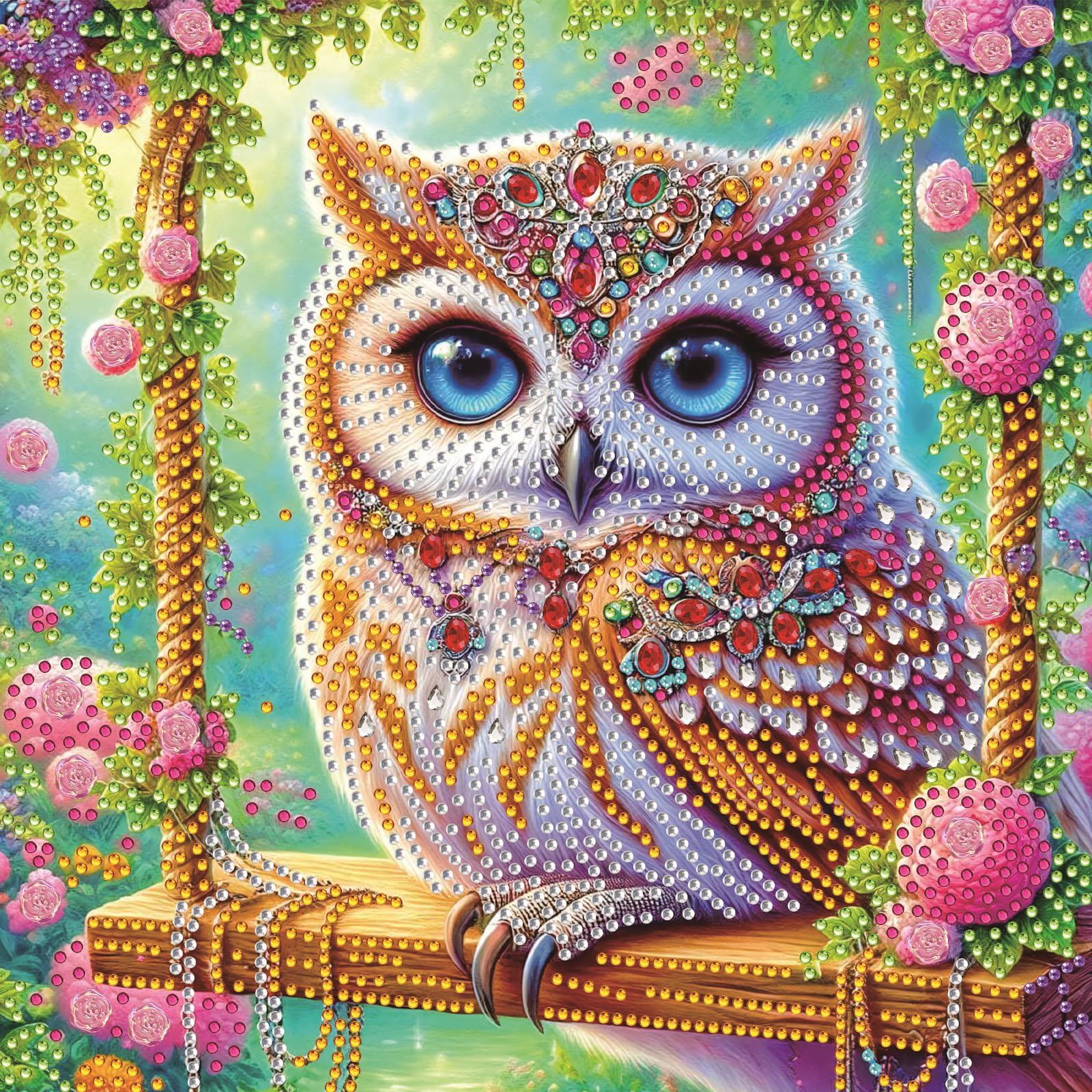 Owl Special Shaped 5D DIY Partial Drill Diamond Painting Kits for Adults Beginners Home Decor Diamonds Paintings Gem Art 11.81 X11.81inch