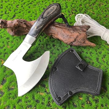10" Camping Axe, Survival Throwing Hatchet with Sheath, Tactical Tomahawk with Spike, Nylon Fiber Handle for Outdoor Survival Hiking Camping