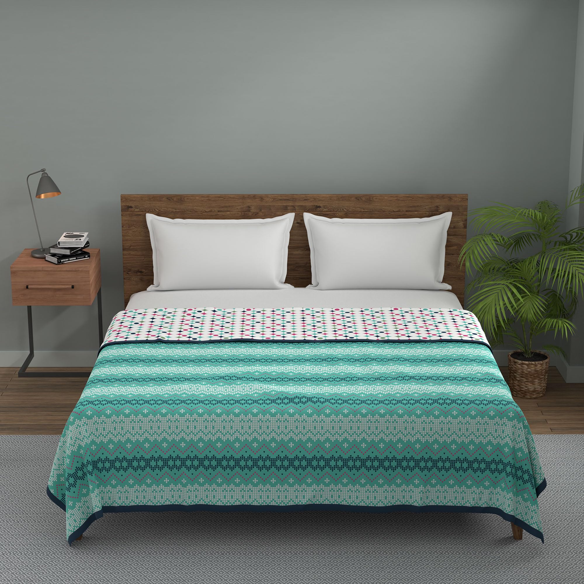 HOME ELEGANCE Pixels Double Bed Dohar (86" x 90" 100% Microfiber Polyester, Turquoise)-image-45