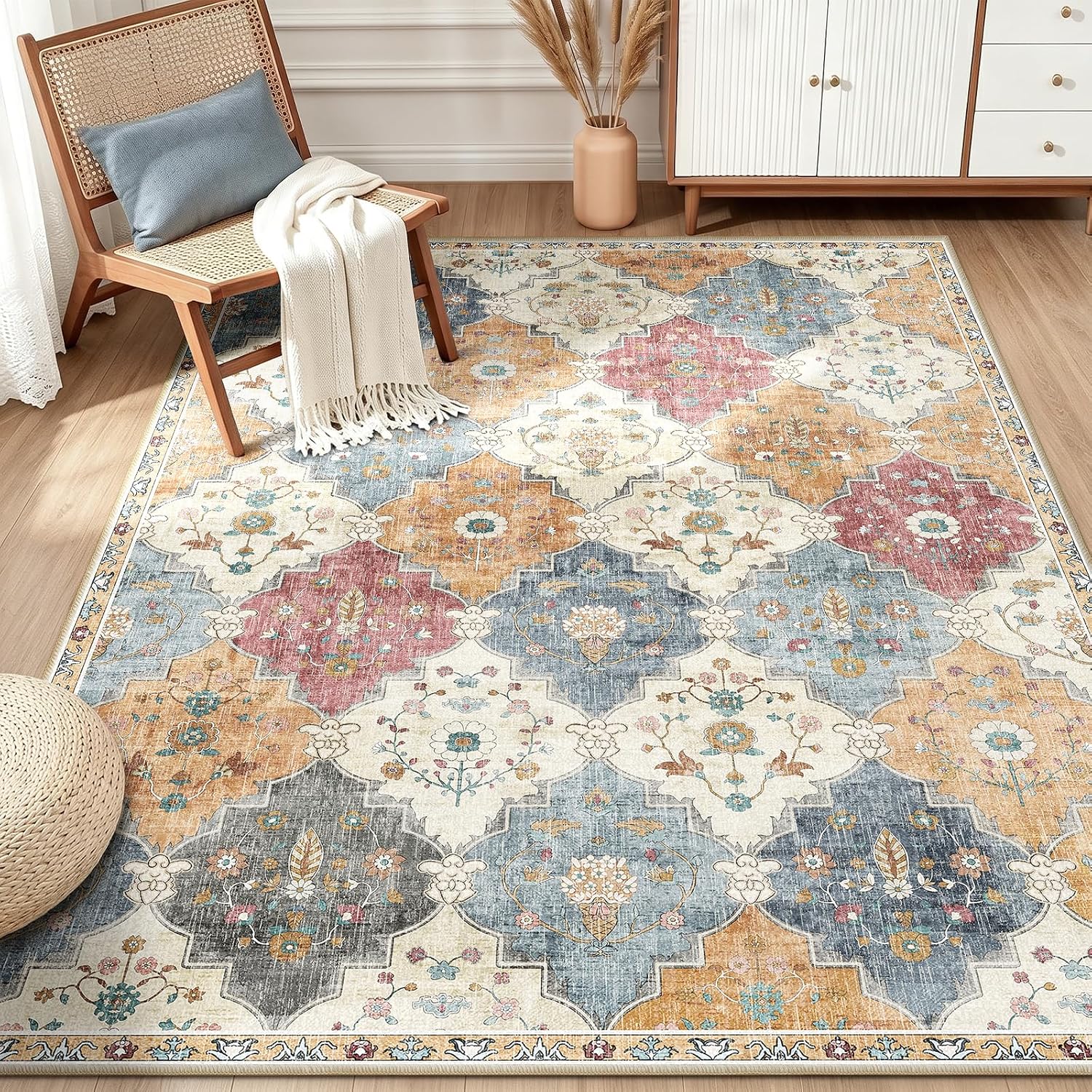 INOVADAY Teppich Wohnzimmer 120x170 cm Boho Orange/Rot