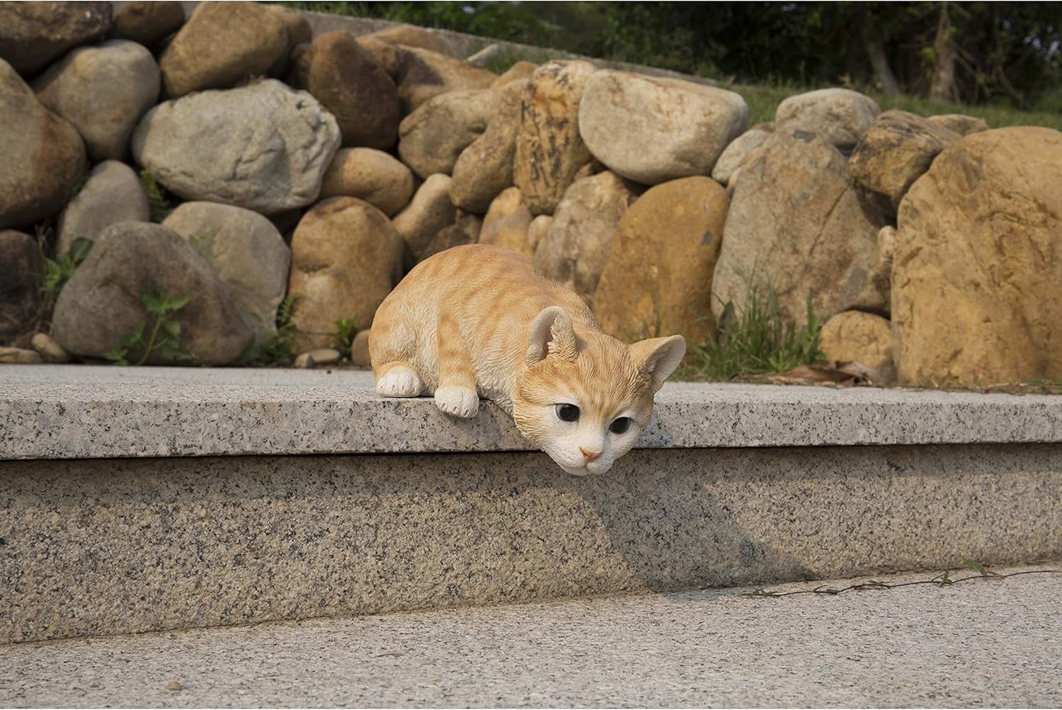 Cat Looking Over Ledge - Orange Tabby Polyresin