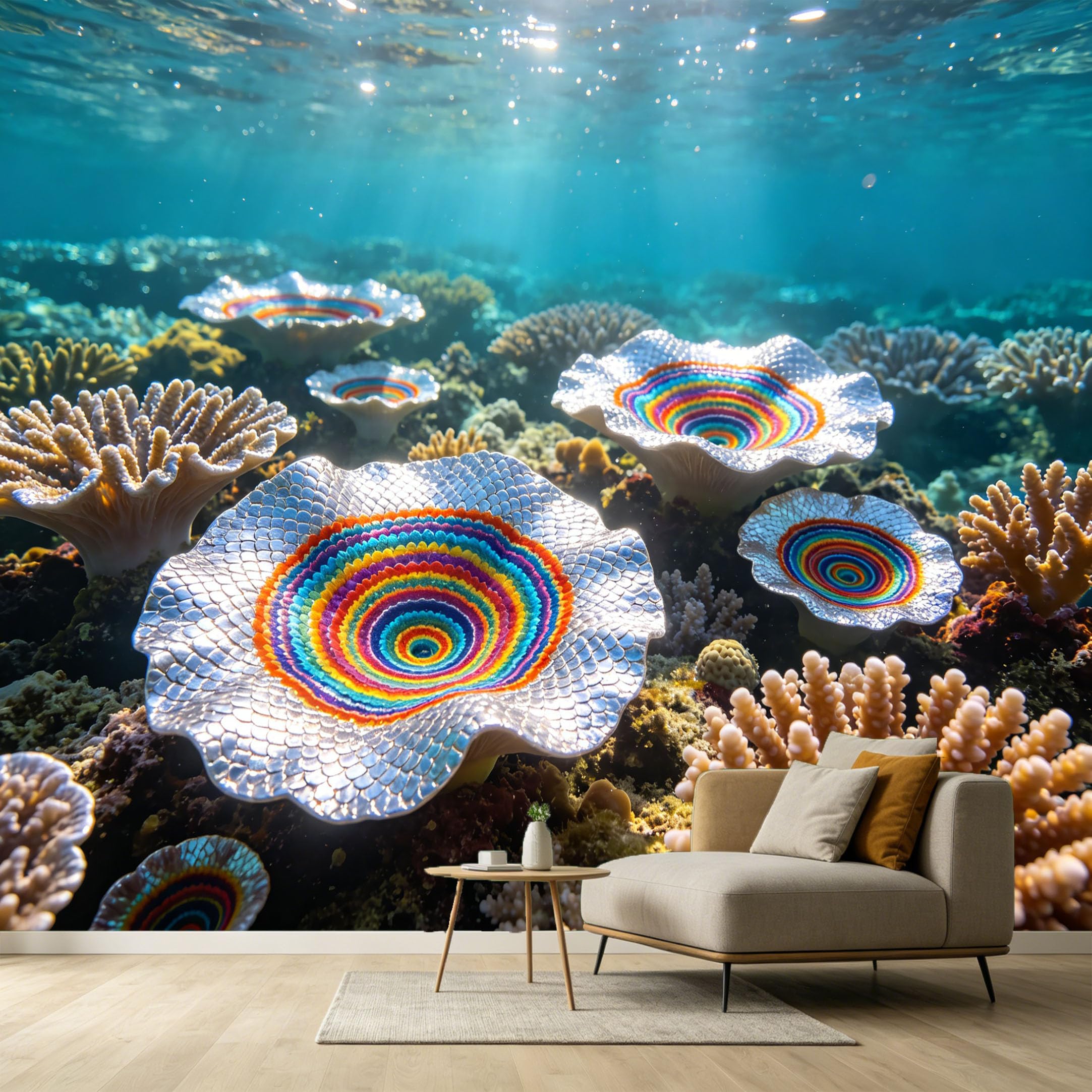 Custom Size Wall Murals Underwater Ocean Marine 3D Trompe L'Oeil Rainbow Coral Reef SelfAdhesive Wall Fabric Removable Large Wallpaper for Photo Living Room