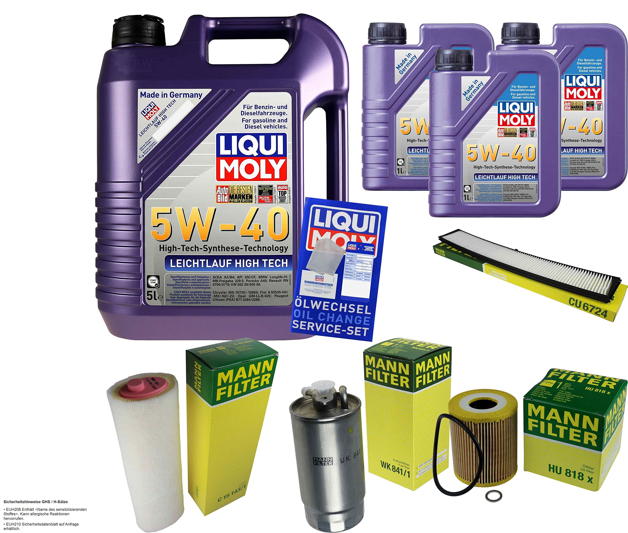 Pacchetto di ispezione 8 L LM LL High Tech 5W-40 + Pacchetto filtri Uomo 3 pezzi
