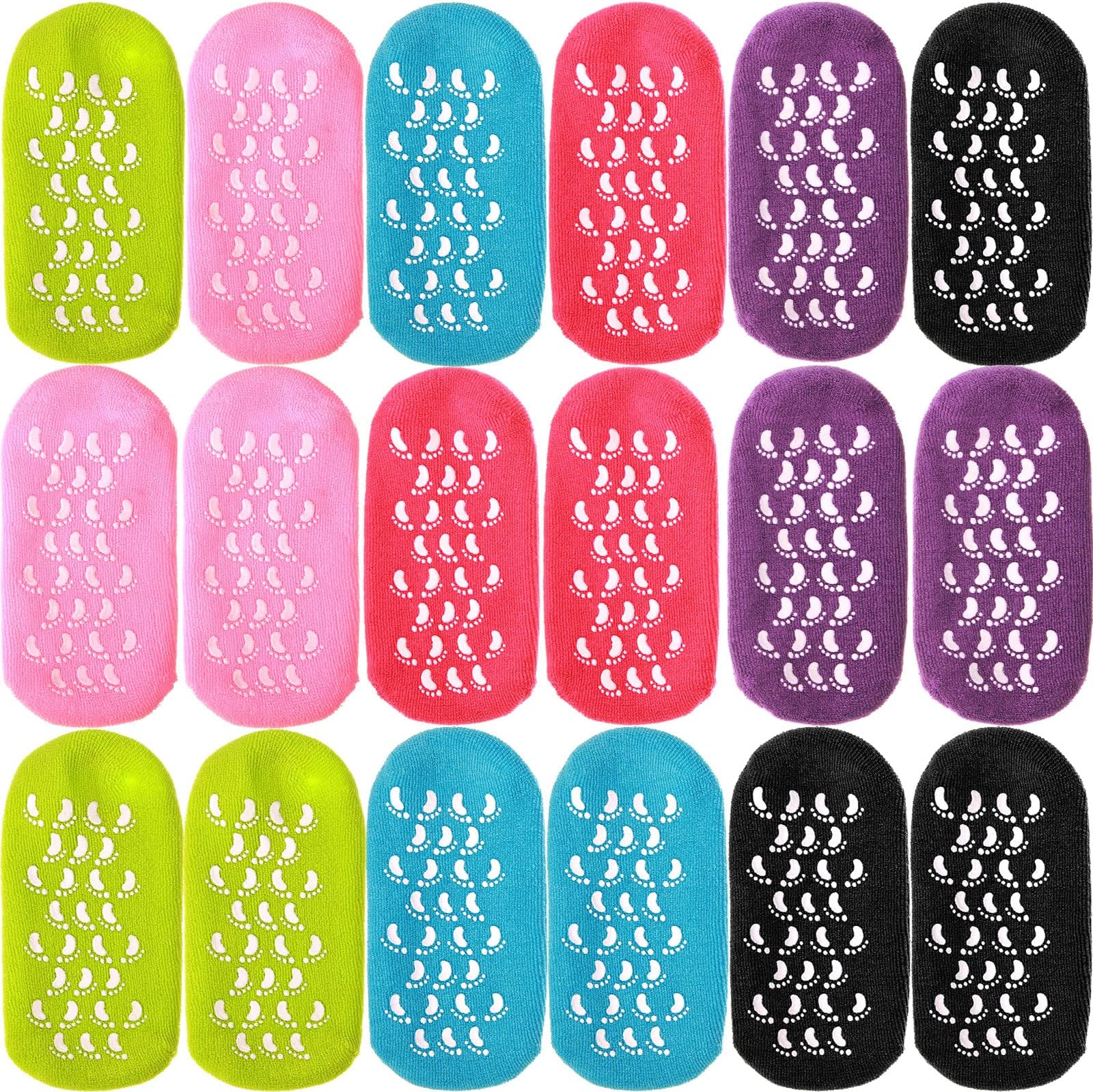 JaGely 6 Pairs Moisturizing Socks Gel Socks Extra Soft Gel Socks Gel Spa Socks for Dry Cracked Feet Skins Gel Lined Feet Care Socks for Repairing Softening Feet Dry Cracked (Multicolored)