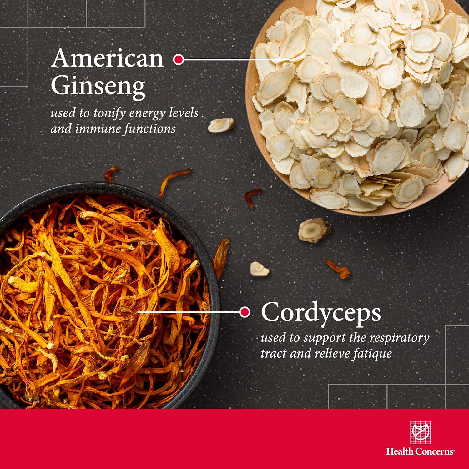 Health Concerns CordySeng – Immune System Support Supplement – Cordyceps Reishi Ginseng Astragalus Adaptogen Blend – Traditional Chinese Medicine – Respiratory & Energy Support – 60 Capsules - Image 3