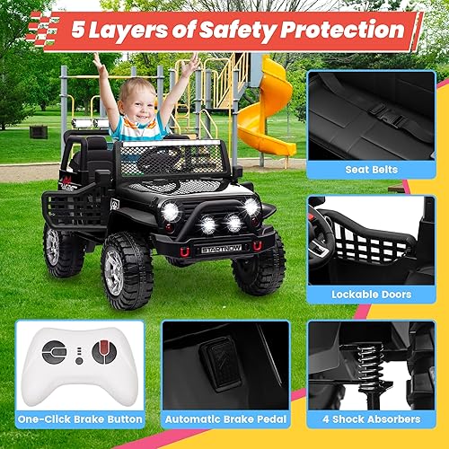 Miniatura 3 de Coche eléctrico de 24 V con 4 ruedas con control remoto, 2 plazas, motor de 400 W, 3 velocidades, música Bluetooth, luces LED, suspensión de