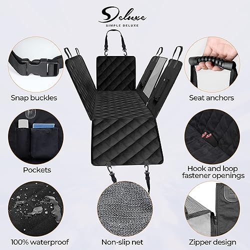 Miniatura 4 de Simple Deluxe Funda de asiento de coche para perro para asiento trasero hamaca impermeable para perro con ventana de malla protector de asiento