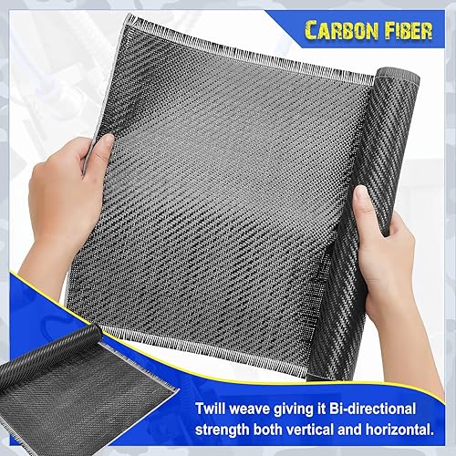 Miniatura 20 de Tudomro Tela de fibra de carbono de 10 x 12 pulgadas, hoja de fibra de carbono negra, tela pura de 2 x 2 pulgadas, tejido de sarga 3k/7.76 oz
