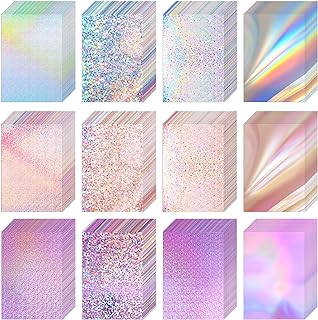 Kosiz 100 Sheets Metallic Holographic Card Stock Shiny Glitter Cardstock...