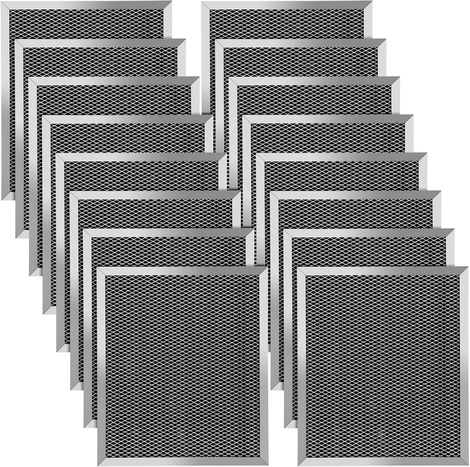 Hortsun 18 Pack Range Hood Filter 8.75 x 10.5 Inch Replacement Grease Filter Aluminum Charcoal Combo Compatible with 97007696 W10355450